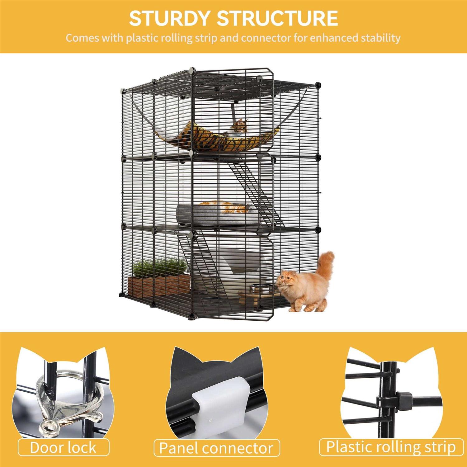 Dextrus Cat Cage Cat Enclosures Cat Kennel with Extra Large Hammock for 1-2 Cats - Healthber
