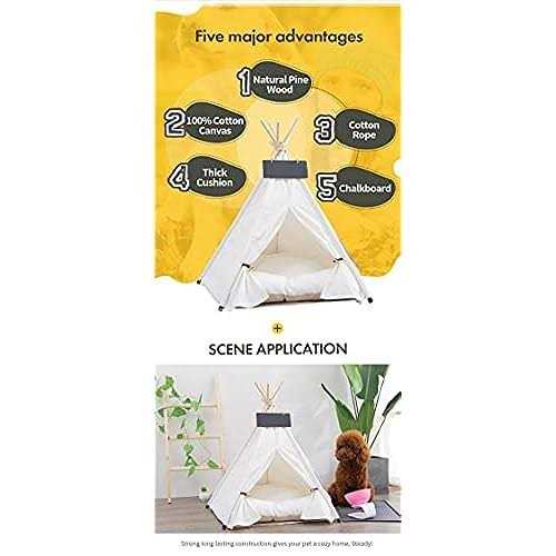 scnbom Pet Teepee Dog & Puppy Cat Bed Portable Houses with Thick Cushion for Pets Up to 20Lbs - Healthber