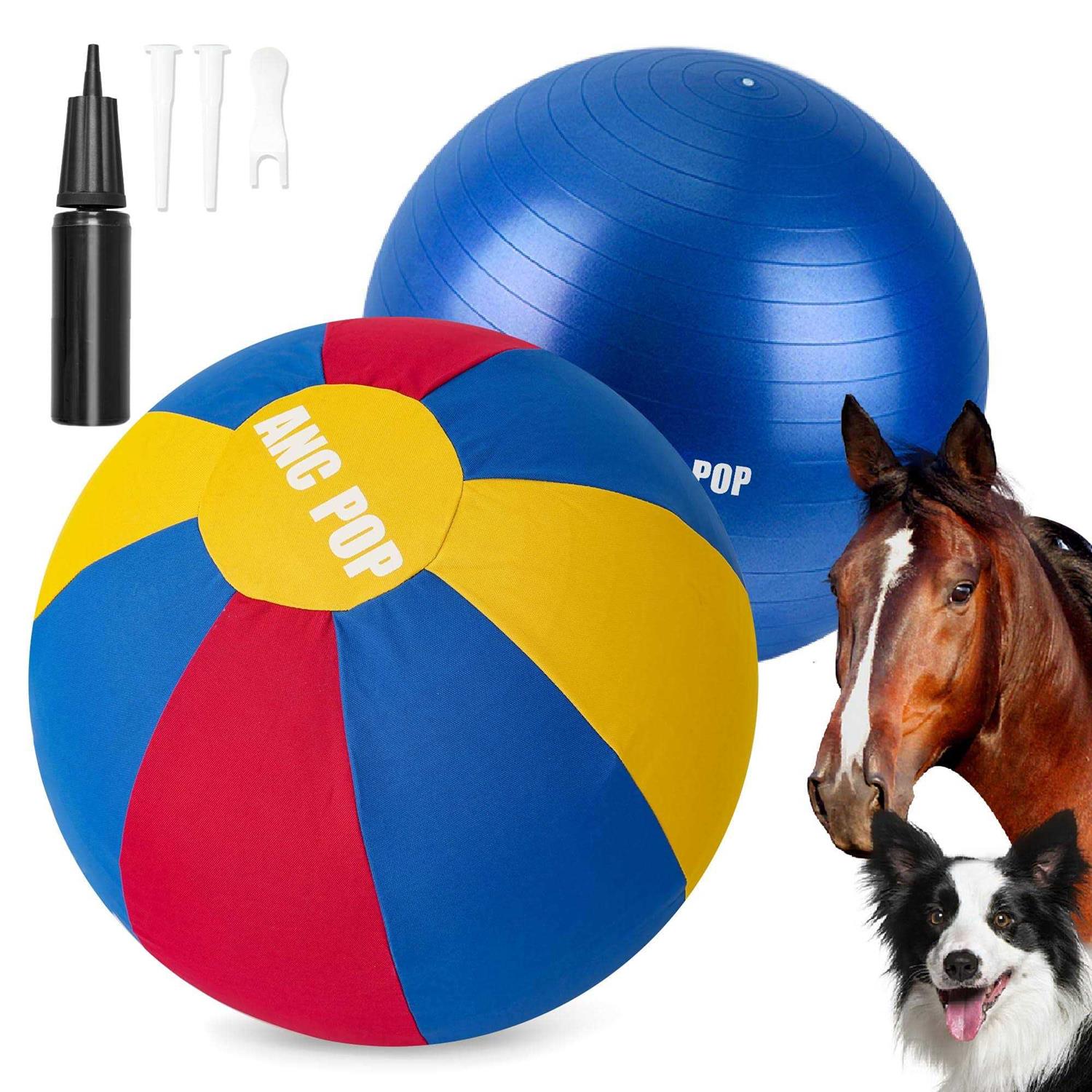 ANC POP Herding Ball for Dogs Horse Ball & Ball Cover 25 Ball for Horses Large with Hand Pump for Play Herding Ball Herding Ball Horse Toys - Healthber