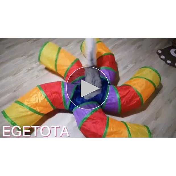 EgETOTA cat Tunnel for Indoor cats Large with Play Ball S-Shape 5 Way collapsible Interactive Peek Hole Pet Tube Toys - Healthber