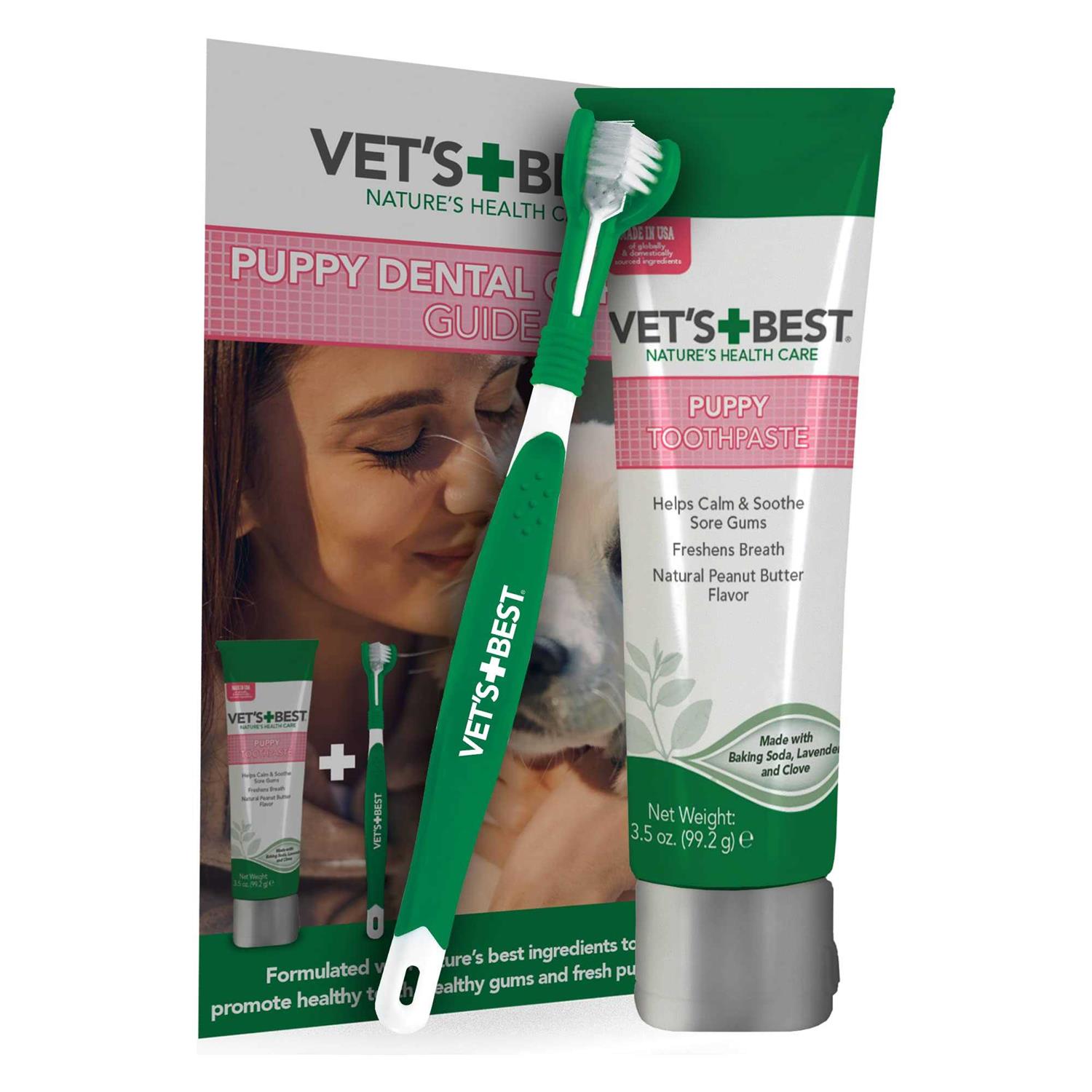 Vet’s Best Vets Best Puppy Dental Kit Toothbrush & Toothpaste for Puppies Dog Tooth Brushing Kit 3.5 Ounces - Healthber