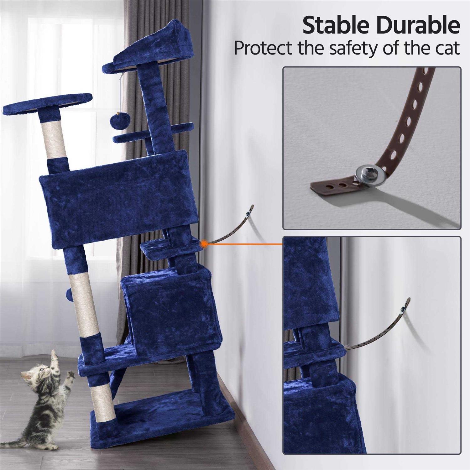 Topeakmart Plush Cat Tree with 2 Condos - Healthber