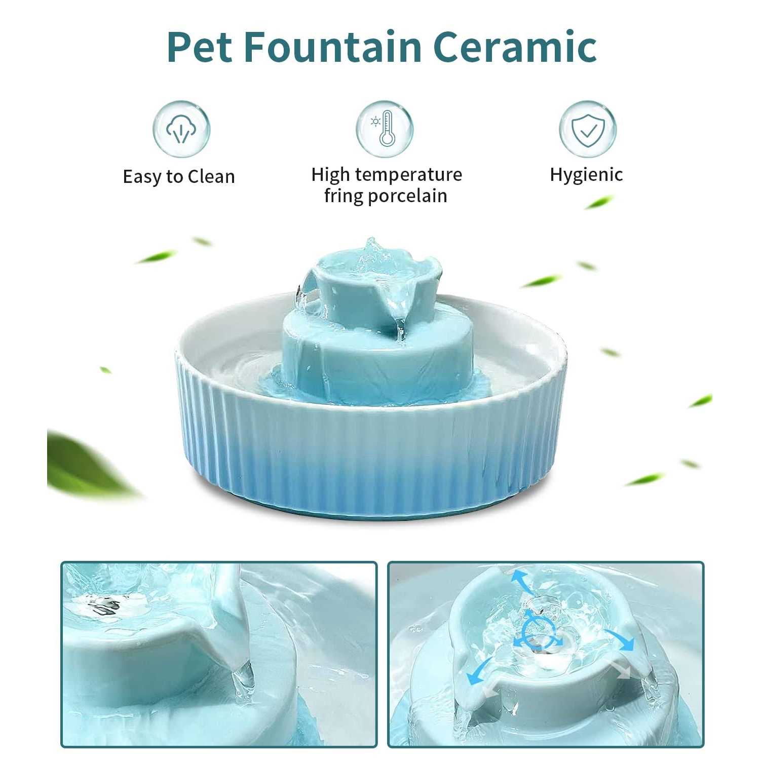nautypaws ceramic cat water fountain, ceramic pet fountain, 2.1 l drinking fountains bowl for cats and dogs - Healthber