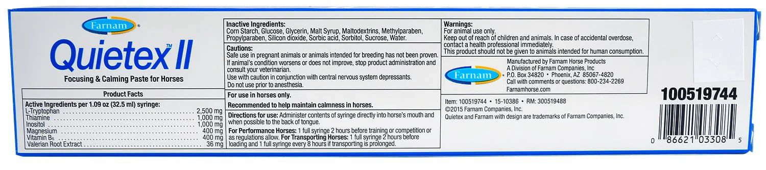 Quietex II Focusing & Calming Supplement for Horses - Healthber