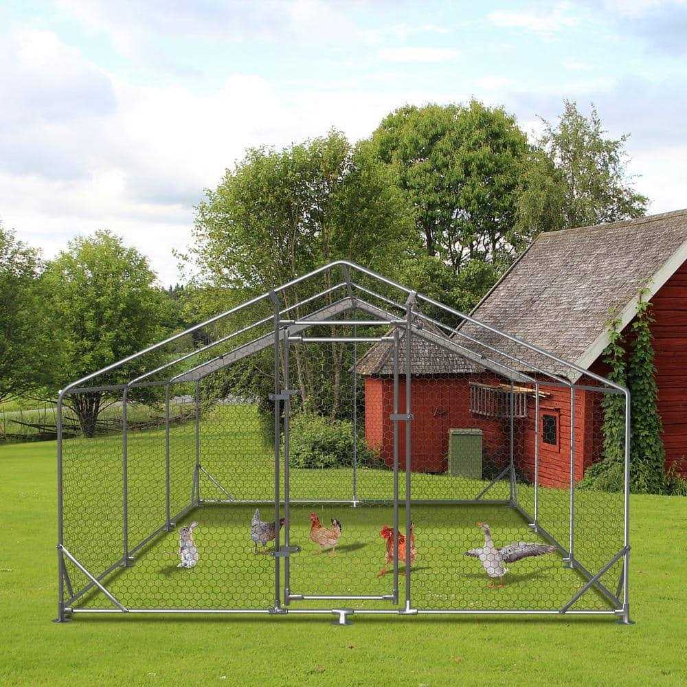 120 in. x 240 in. x 74.4 in. H Metal Chicken Coop Large Waterproof Chicken Poultry Cage - Healthber