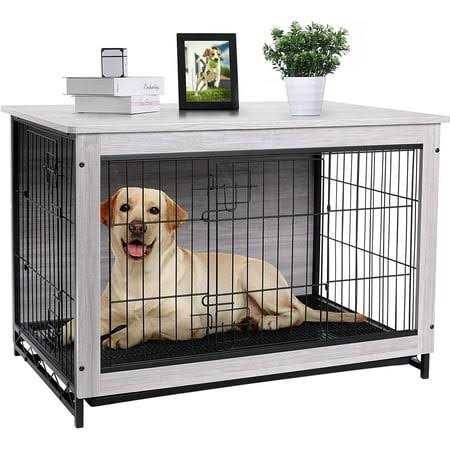 Arlopu Dog Crate Furniture Wooden End Table Indoor Dog Kennel - Healthber
