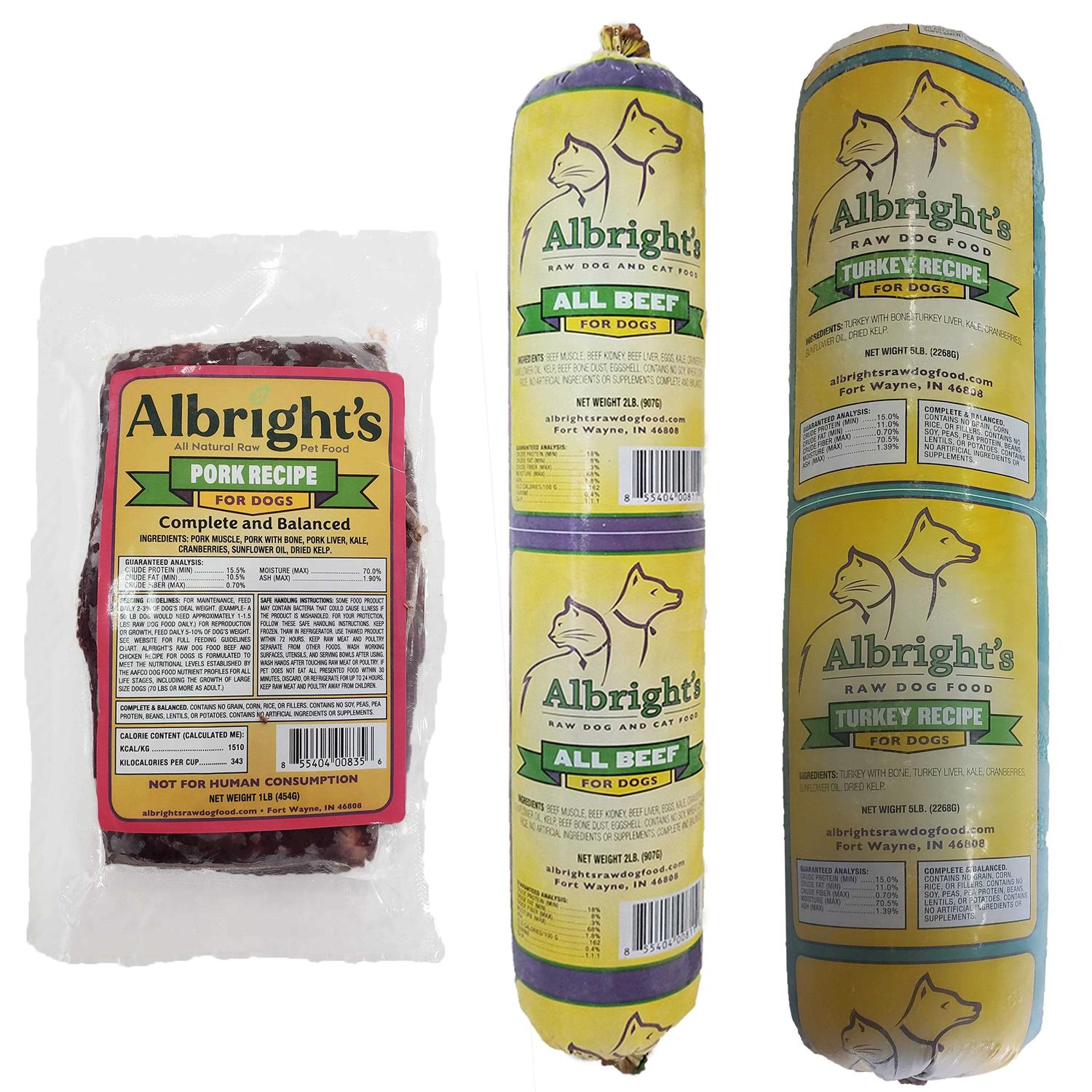Albright’s Raw Frozen Dog Food Chubs - Healthber