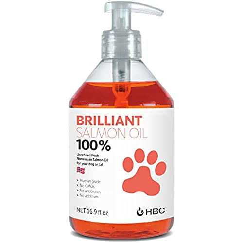 Brilliant Salmon Oil for Dogs, Cats & Puppies Omega 3 Fish Oil Liquid Supplement with DHA, EPA Fatty Acids - Healthber