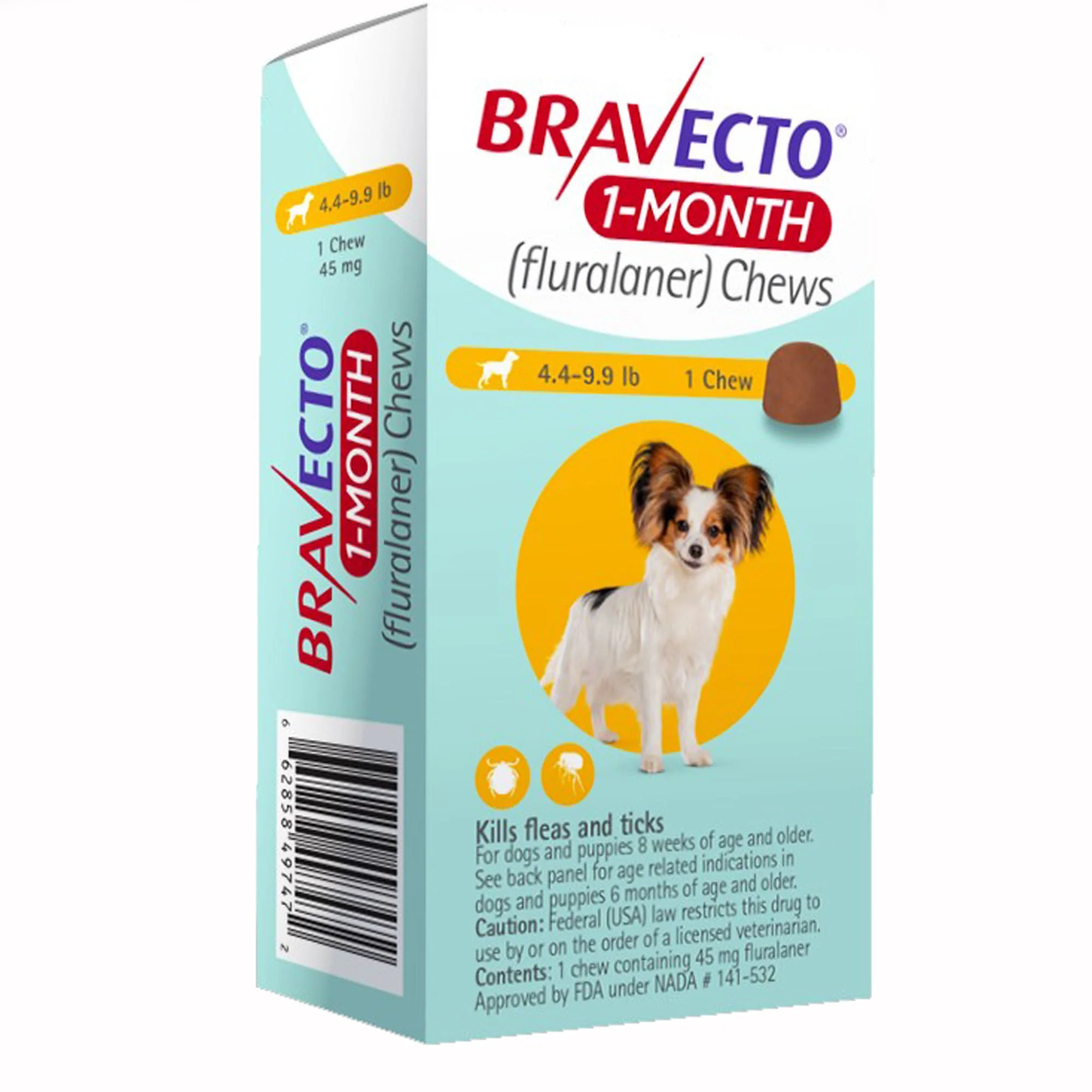 Bravecto (fluralaner) Chews for Dogs, 1 Month Treatment - Healthber