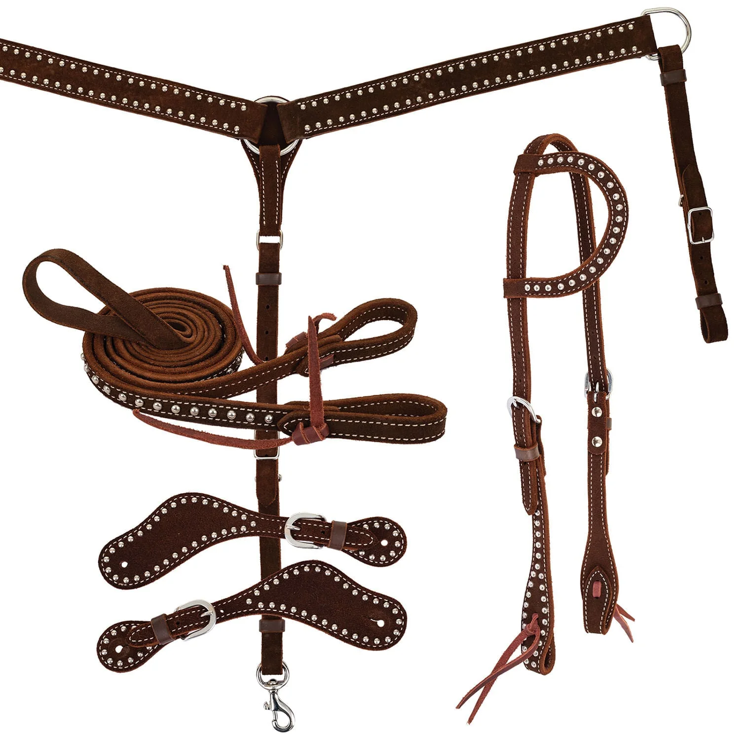 Diamond R Roughout & Spots One Ear Headstall Tack Set, Full - Healthber