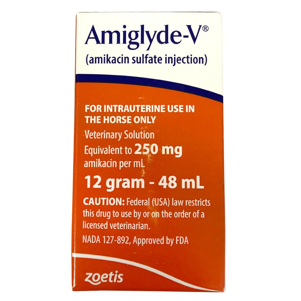 Rx Amiglyde-V (amikacin sulfate) Injection for Horses, 250mg/ml injection x 48ml bottle - Healthber