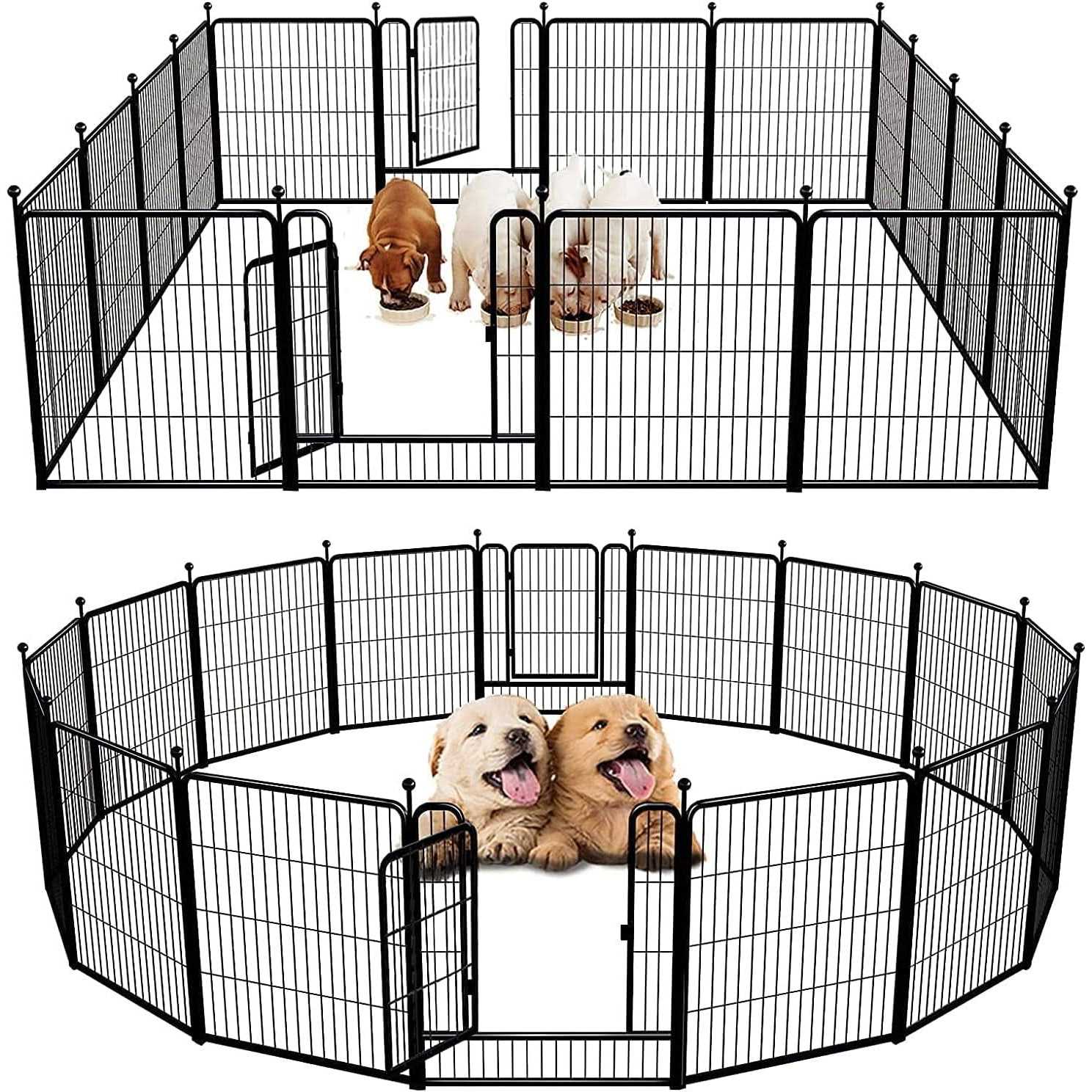 Fxw Rollick Dog Playpen Outdoor Panels Height Dog Fence Exercise Pen with Doors for Medium/Small Dogs - Healthber