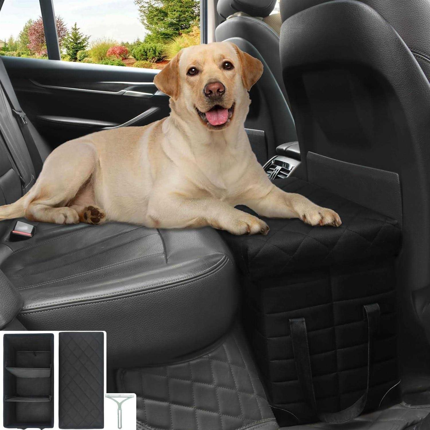 LIONROGE Car Back Seat Extender for Large Dogs up to 200lbs,Dog Car Back & Front Seat Extender with Storage,Prevent Your Dogs from Falling Off The - Healthber