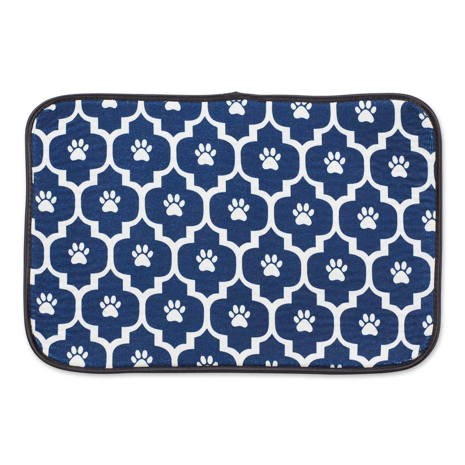 Bone Dry and Off White Lattice Paw Pet Mat - Healthber