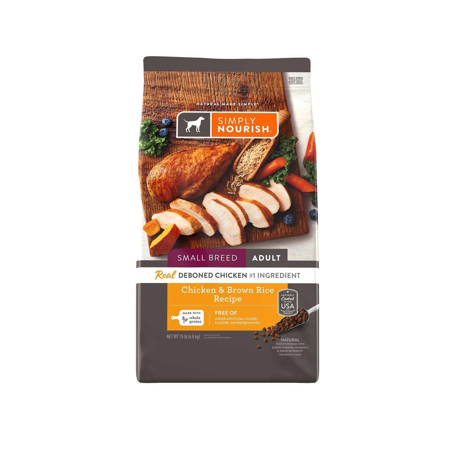 Simply Nourish Adult Dry Dog Food Natural Chicken and Brown Rice - Healthber