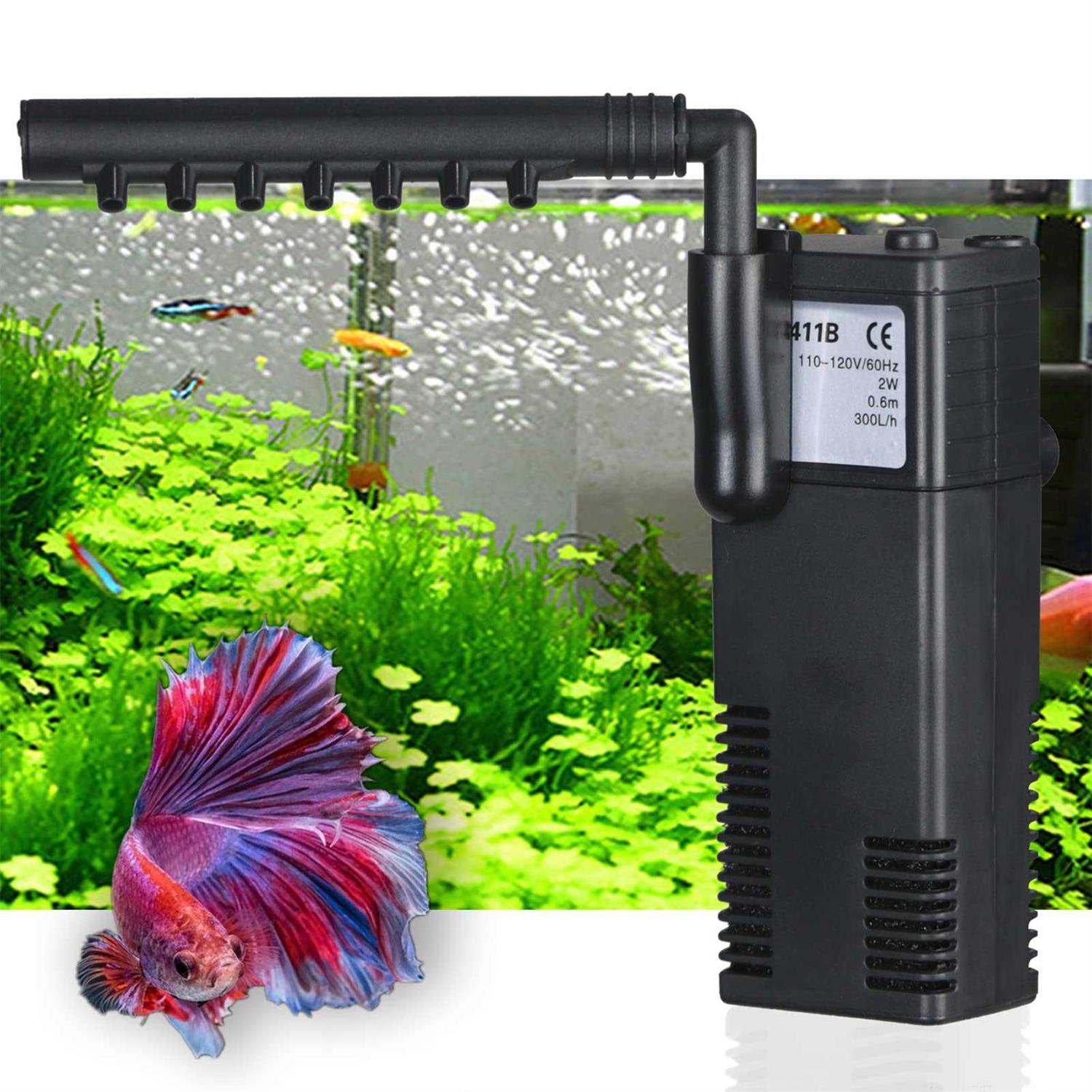 TARARIUM Quiet Betta Fish Filter Aquarium Internal Filter for 2-15 Gallon Fish Turtle Tank Biochemical Small 79 GPH Rain Shower Design 3 in 1 Oxygen - Healthber