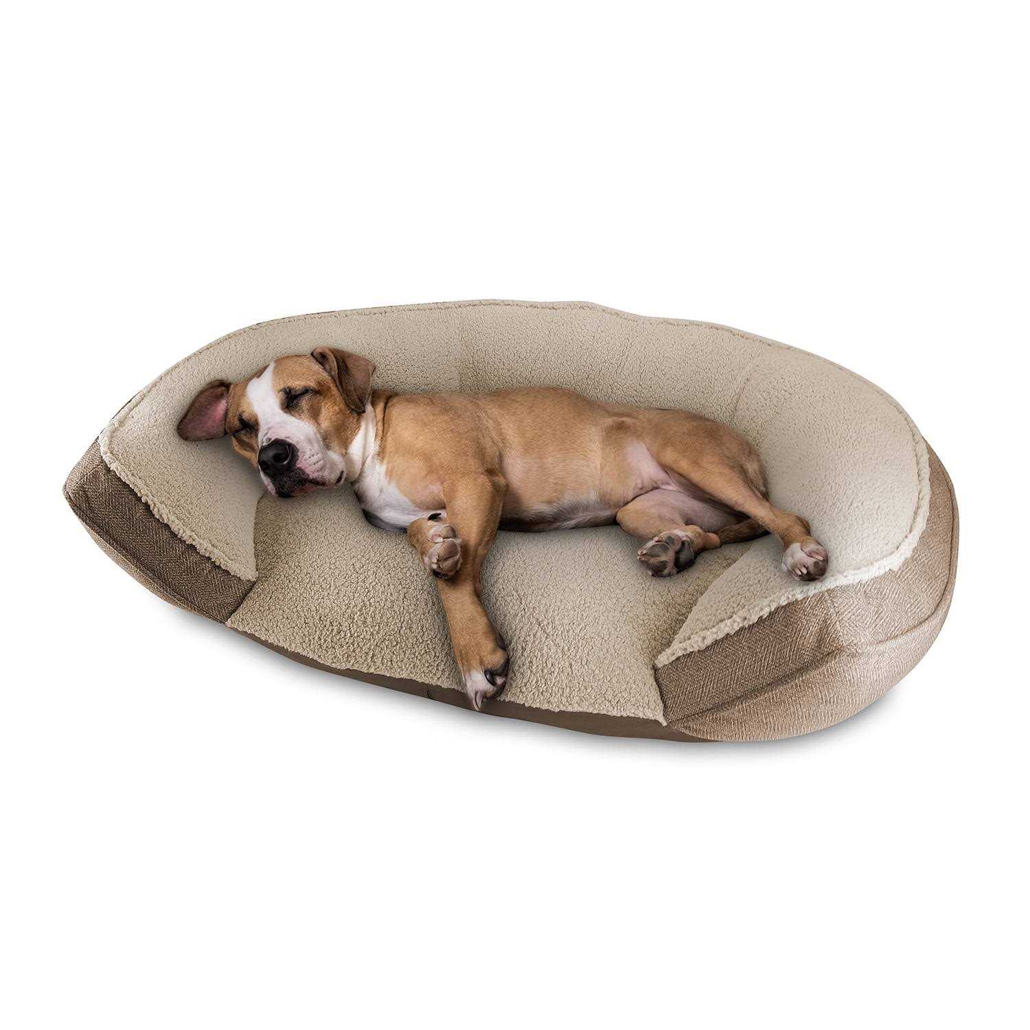 Canine Creations Arlee Step In Oval Round Cuddler Pet Dog Bed - Healthber