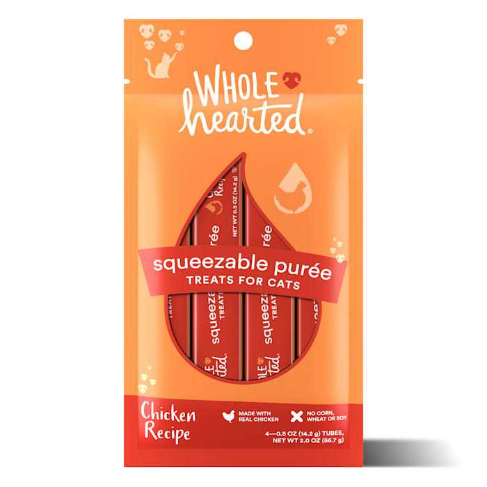 WholeHearted Chicken Recipe Puree Squeezable Cat Treats - Healthber