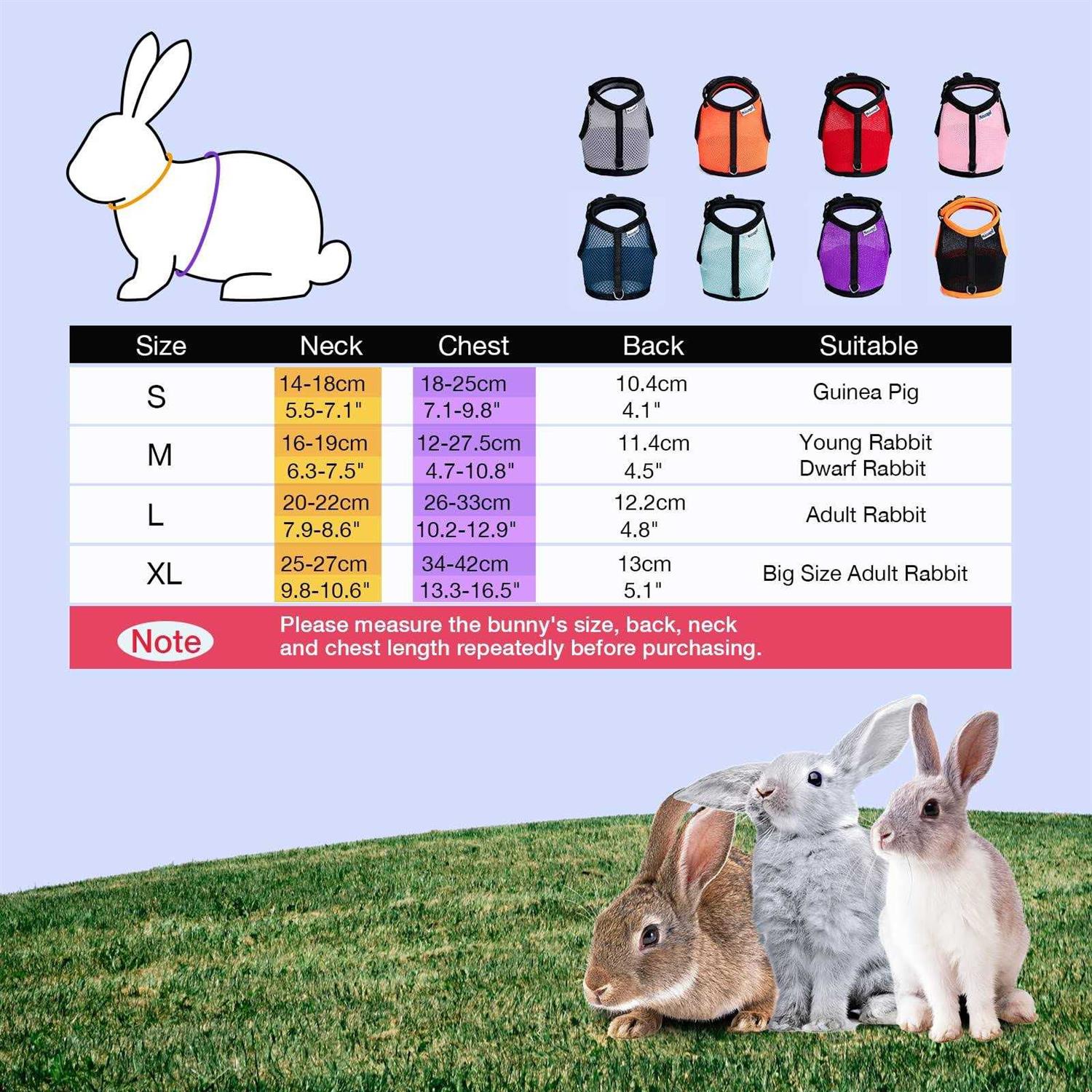Niteangel Adjustable Soft Harness with Elastic Leash for Rabbits - Healthber
