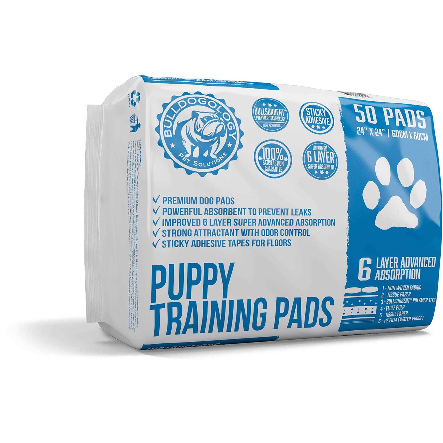 Bulldogology Puppy Pee Pads with Adhesive Sticky Tape Large Dog Pads - Healthber