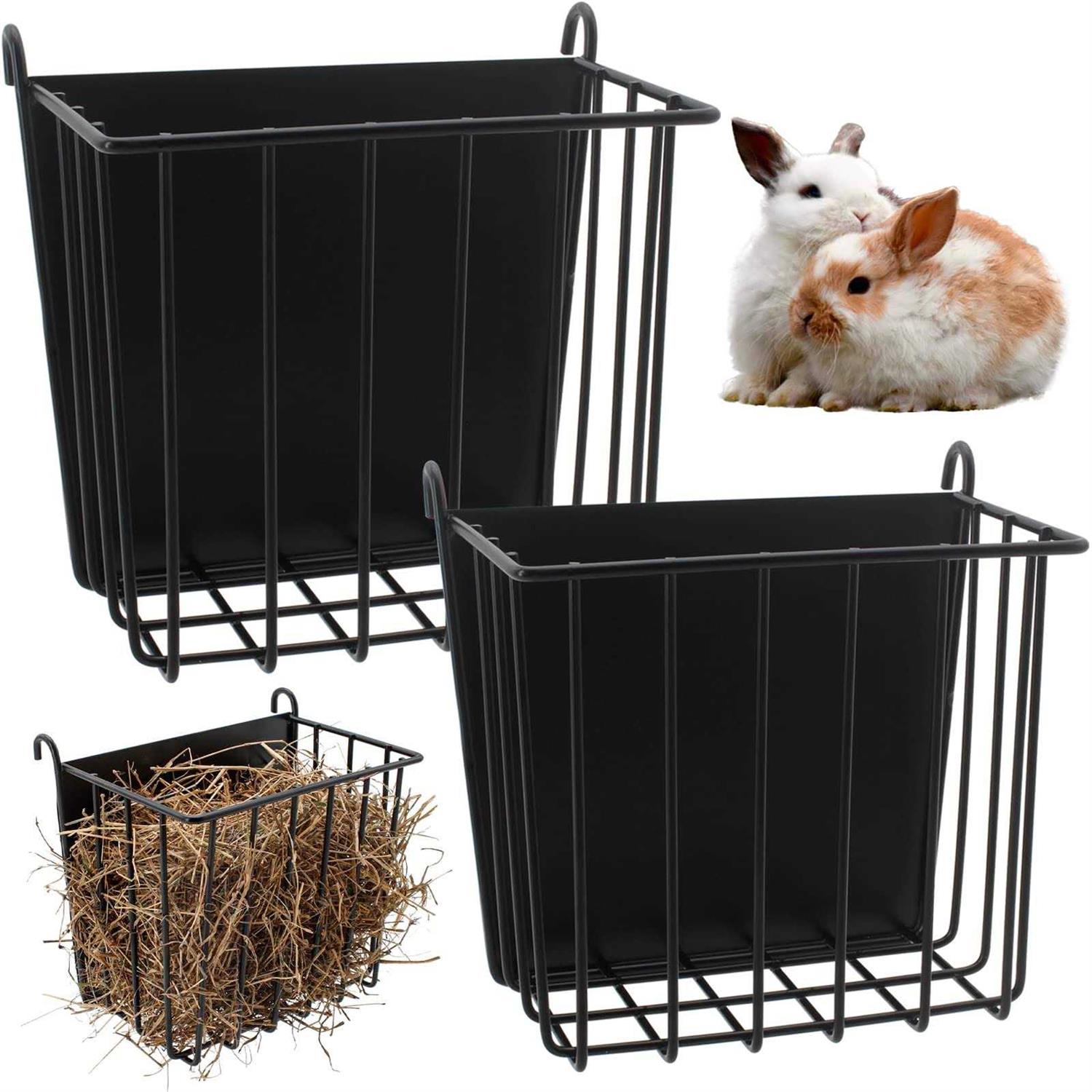 CAIQINLI 2PCS Rabbit Hay Feeder with Heavy-Duty Metal Frame Hay Holder,for Bunny - Healthber