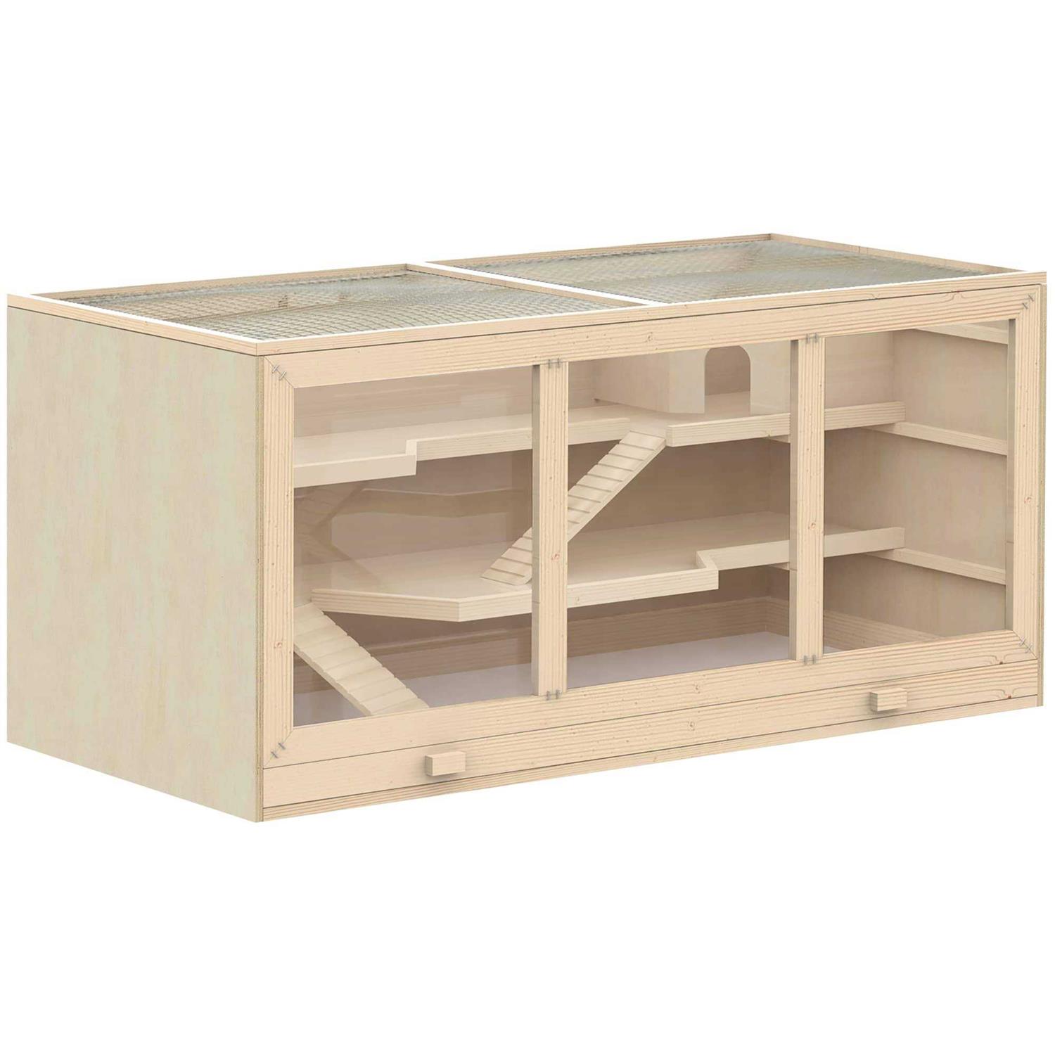 PawHut Extra Large Wooden Hamster Cage, Gerbil Cage, and Other Small Animal Habitat - Healthber