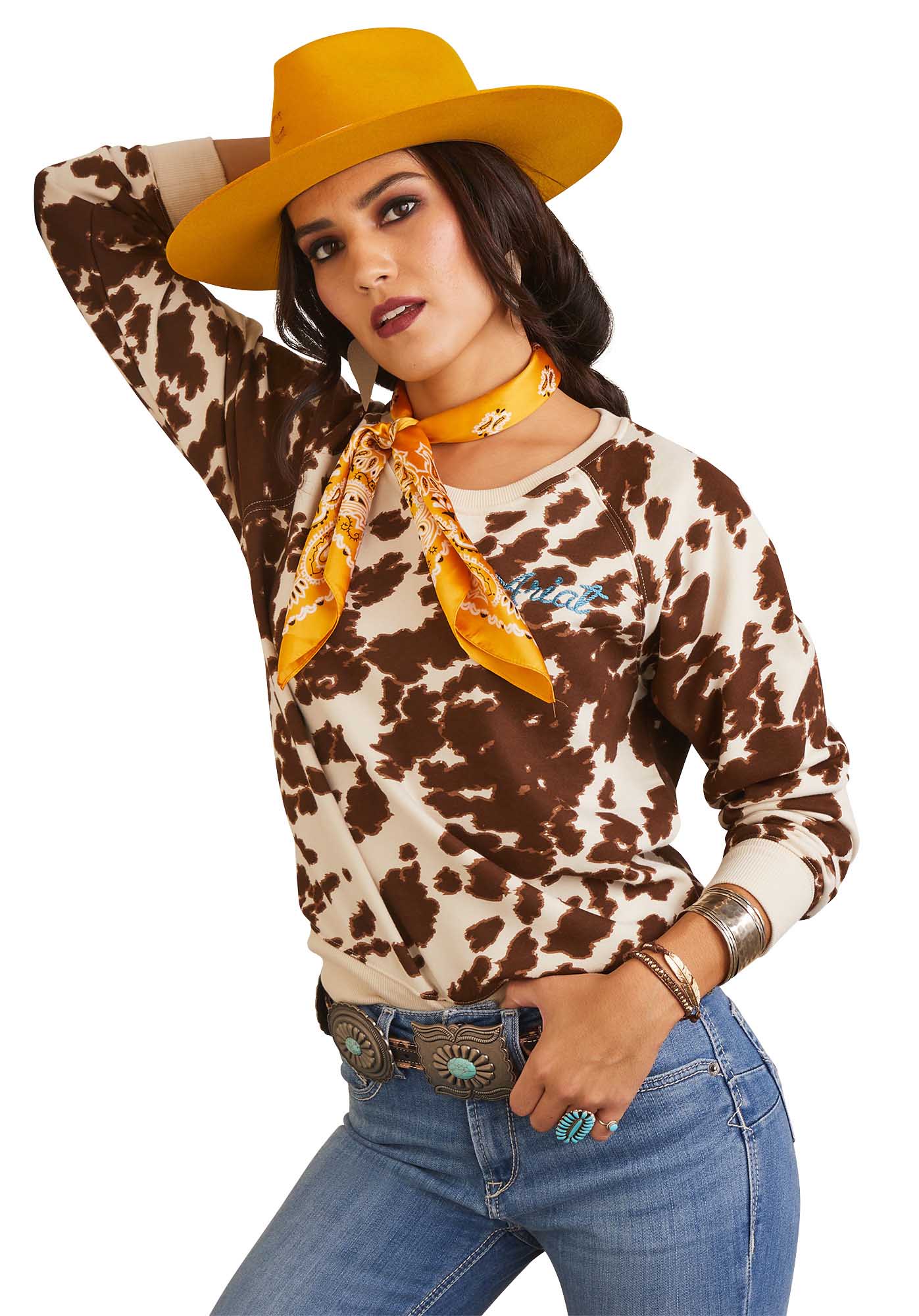 Ariat Women's R.E.A.L. Crew Sweatshirt, Pony Print - Healthber
