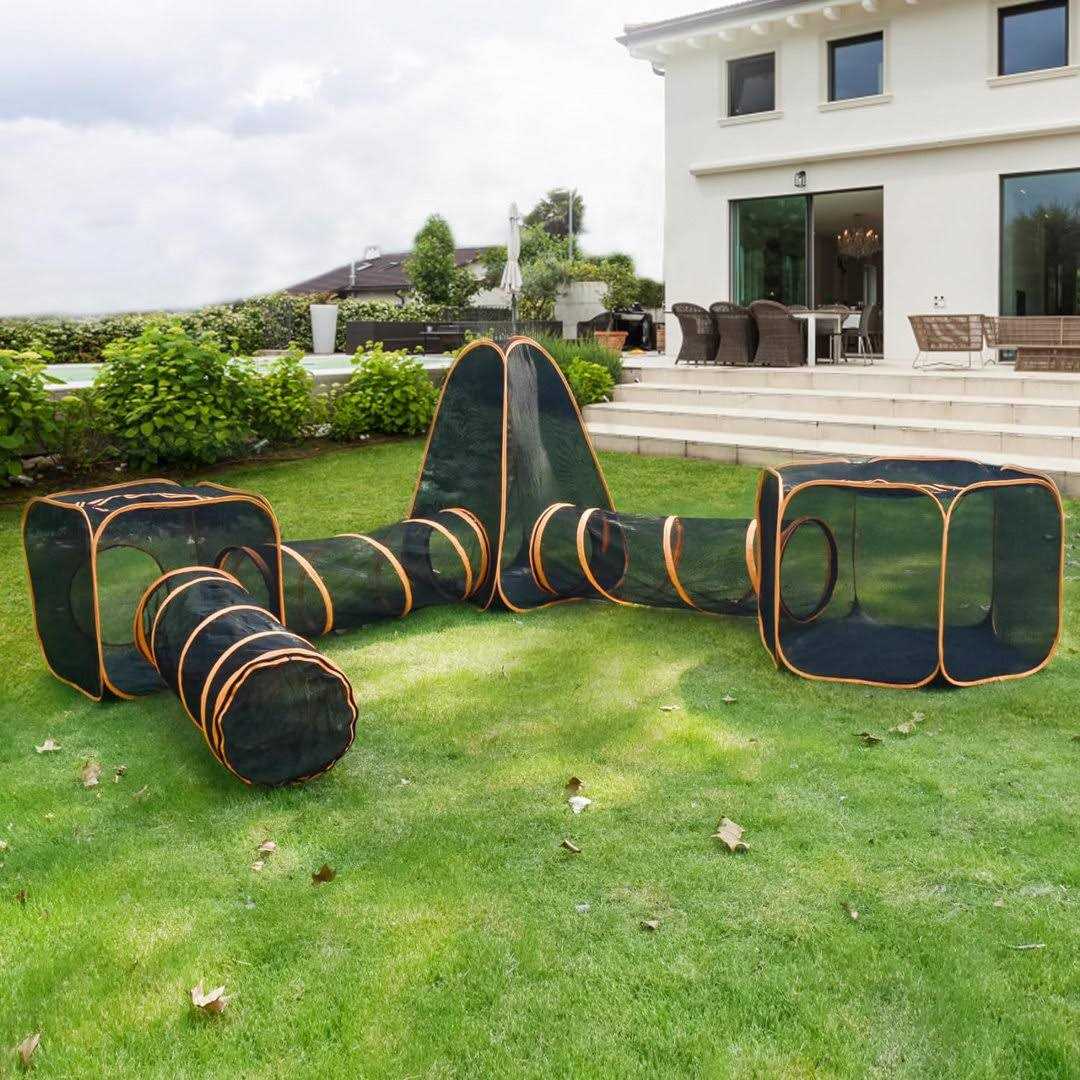 6-in-1 Tent Portable Playpen Enclosures with Tunnel for Cat Dog and Small Animals ColourTree - Healthber