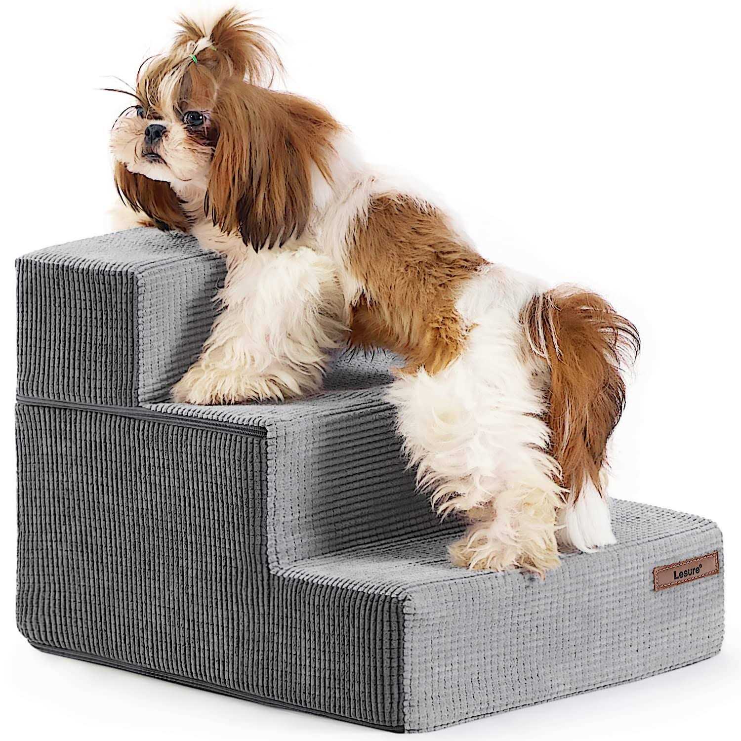 LE SURE Lesure Dog Stairs for Small Dogs Pet Stairs Beds and Couch, Folding Pet Steps with CertiPUR-US Certified Foam for Cat and Doggy - Healthber