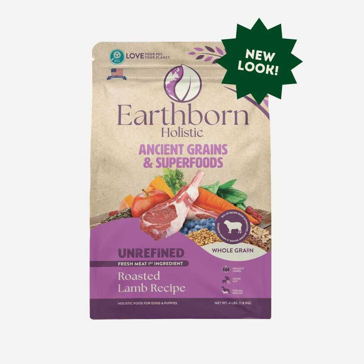 Earthborn Holistic Unrefined Roasted Lamb with Ancient Grains & Superfoods Dry Dog Food - Healthber