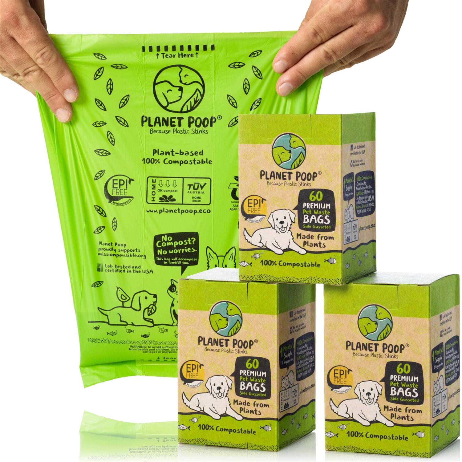 PLANET Poop Home Compostable Dog Poop Bags Pet Waste Bags on Refill Rolls - Healthber