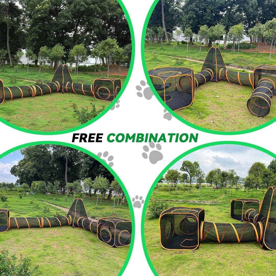 6-in-1 Tent Portable Playpen Enclosures with Tunnel for Cat Dog and Small Animals ColourTree - Healthber