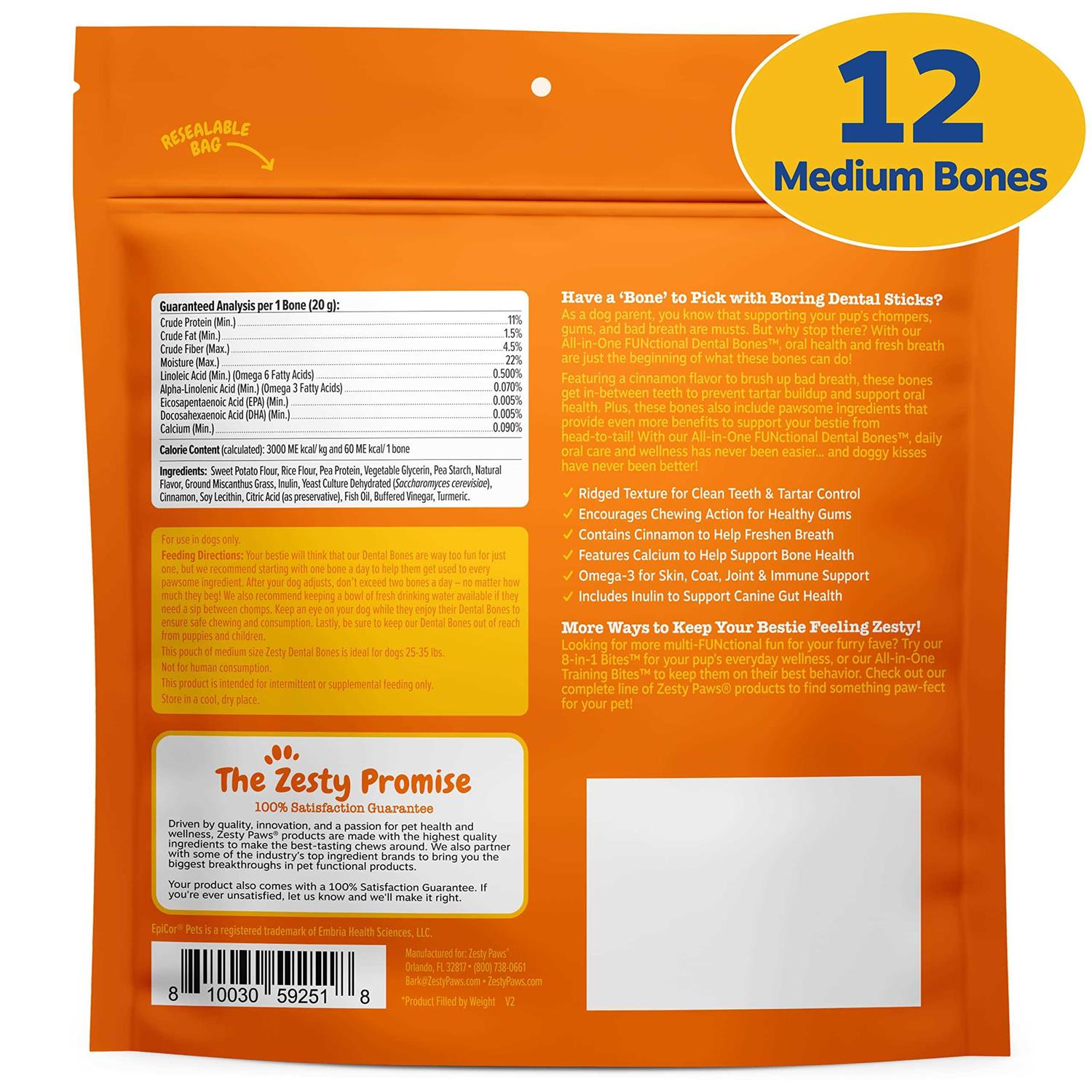 Zesty Paws All-in-One Functional Dental Bones for Dogs - Healthber
