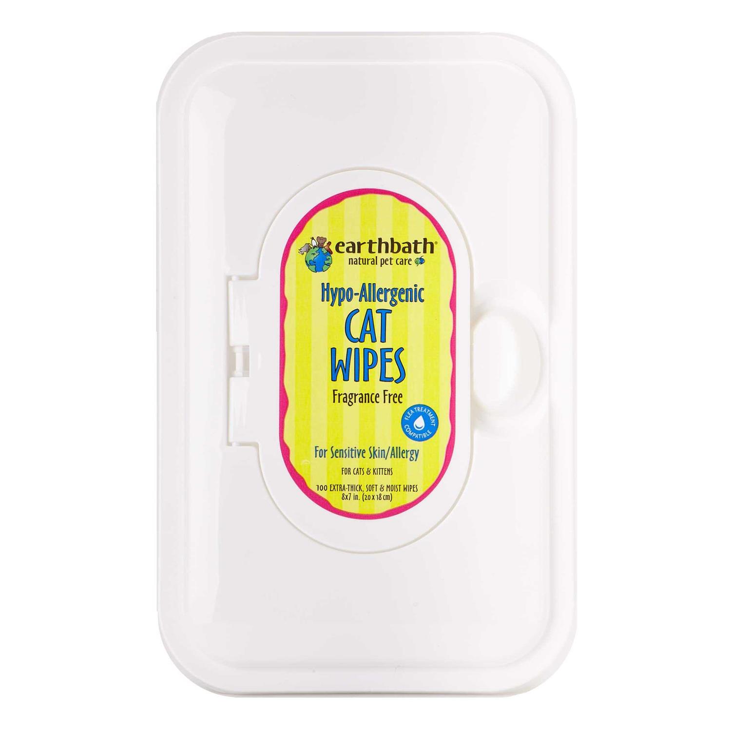 Earthbath Cat Grooming Wipes Hypo-Allergenic & Fragrance Free - Healthber