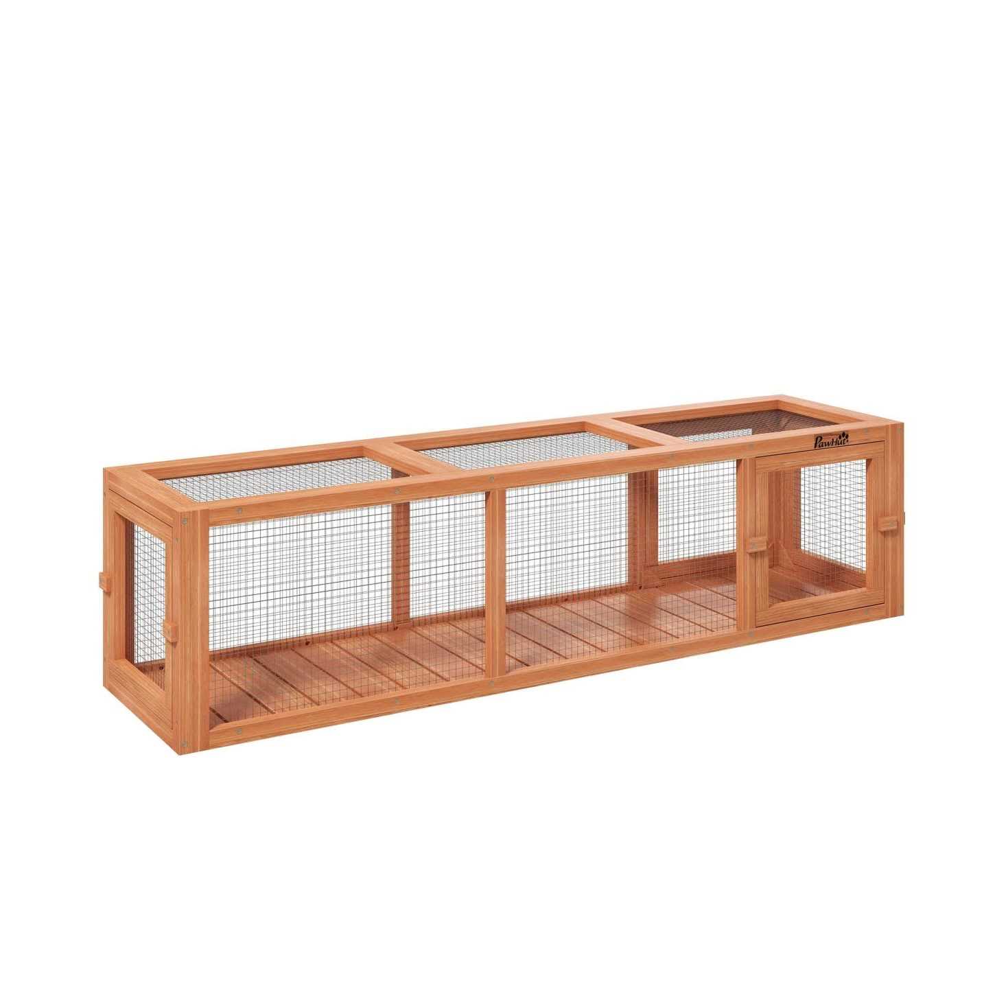 PawHut 59 Long Cat Tunnel with Extendable Design Wooden Outdoor Cat Tunnel House with Weather Protection - Healthber