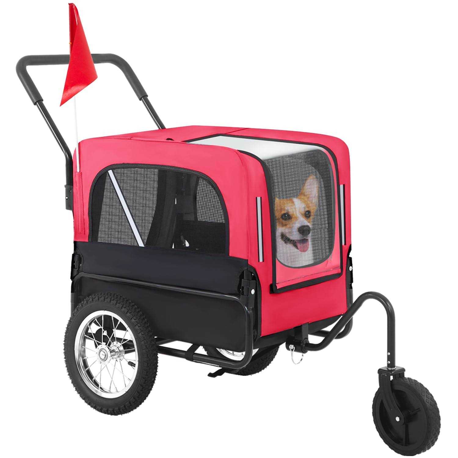 BestPet dog Stroller 2-in-1dog bike trailer pet Stroller bicycle trailer jogger pet dog carrier cart - Healthber