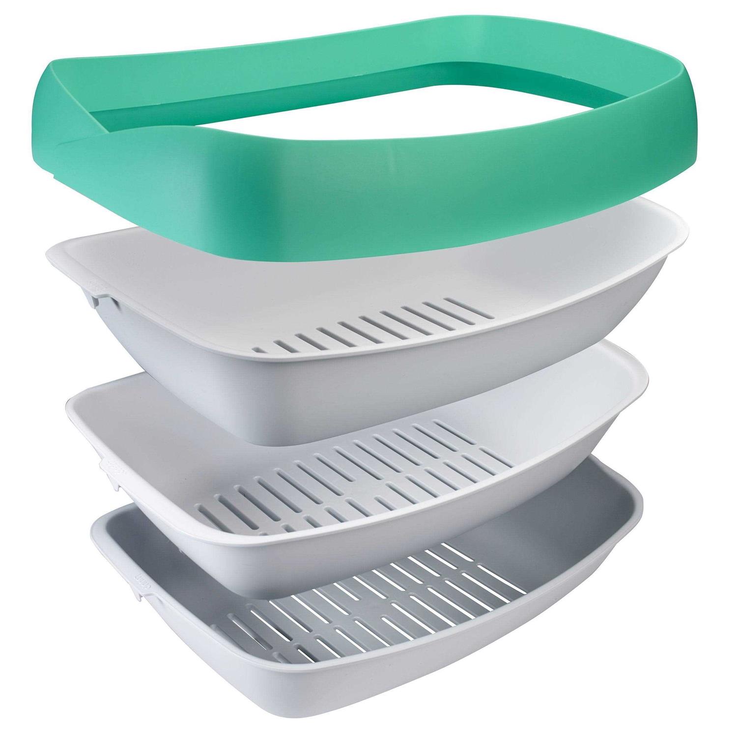 Luuup Litter Box 3 Sifting Tray Cat Litter Box Easy to Clean with Non-Stick Coating - Healthber