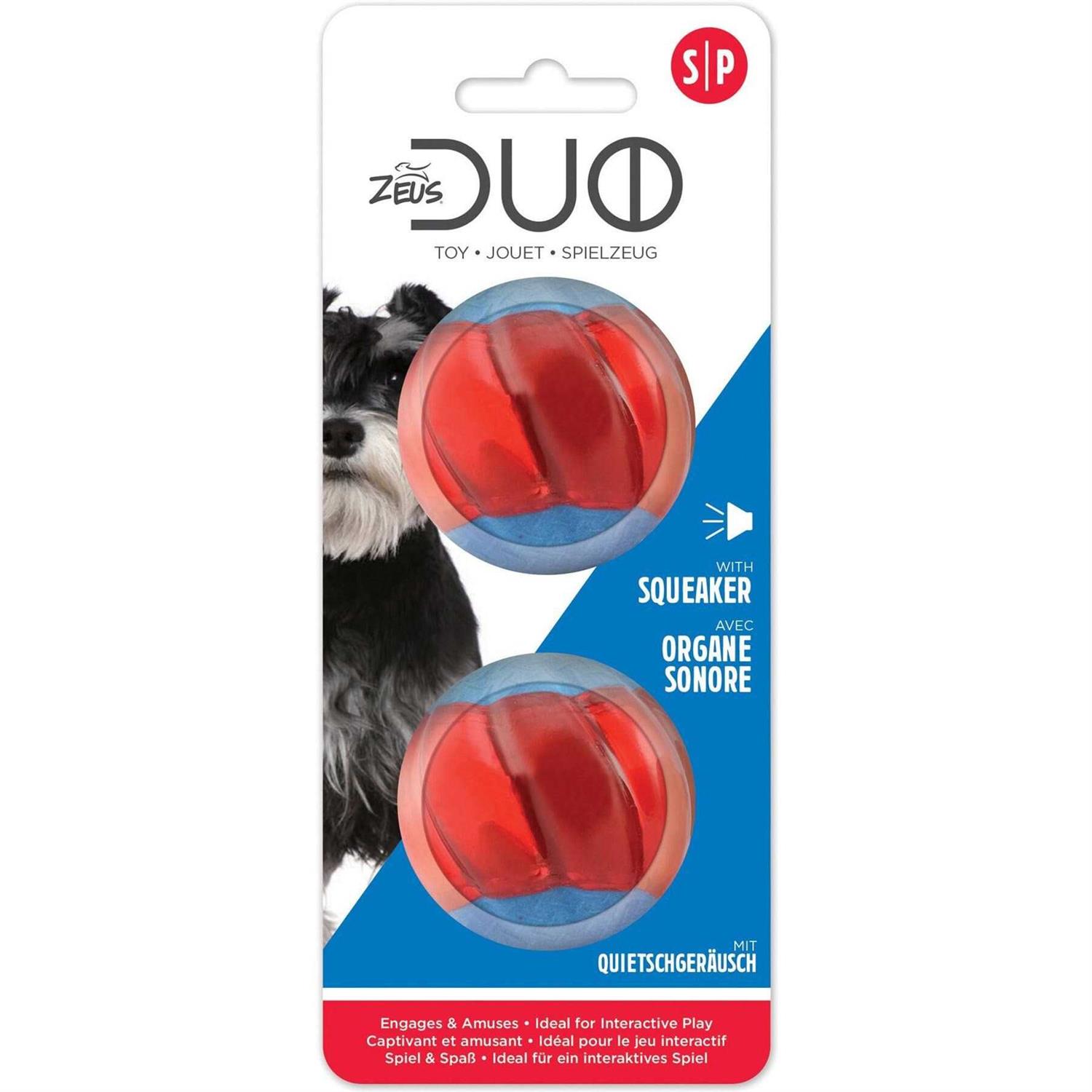 Zeus Duo Ball Dog Toy with Squeaker - Healthber