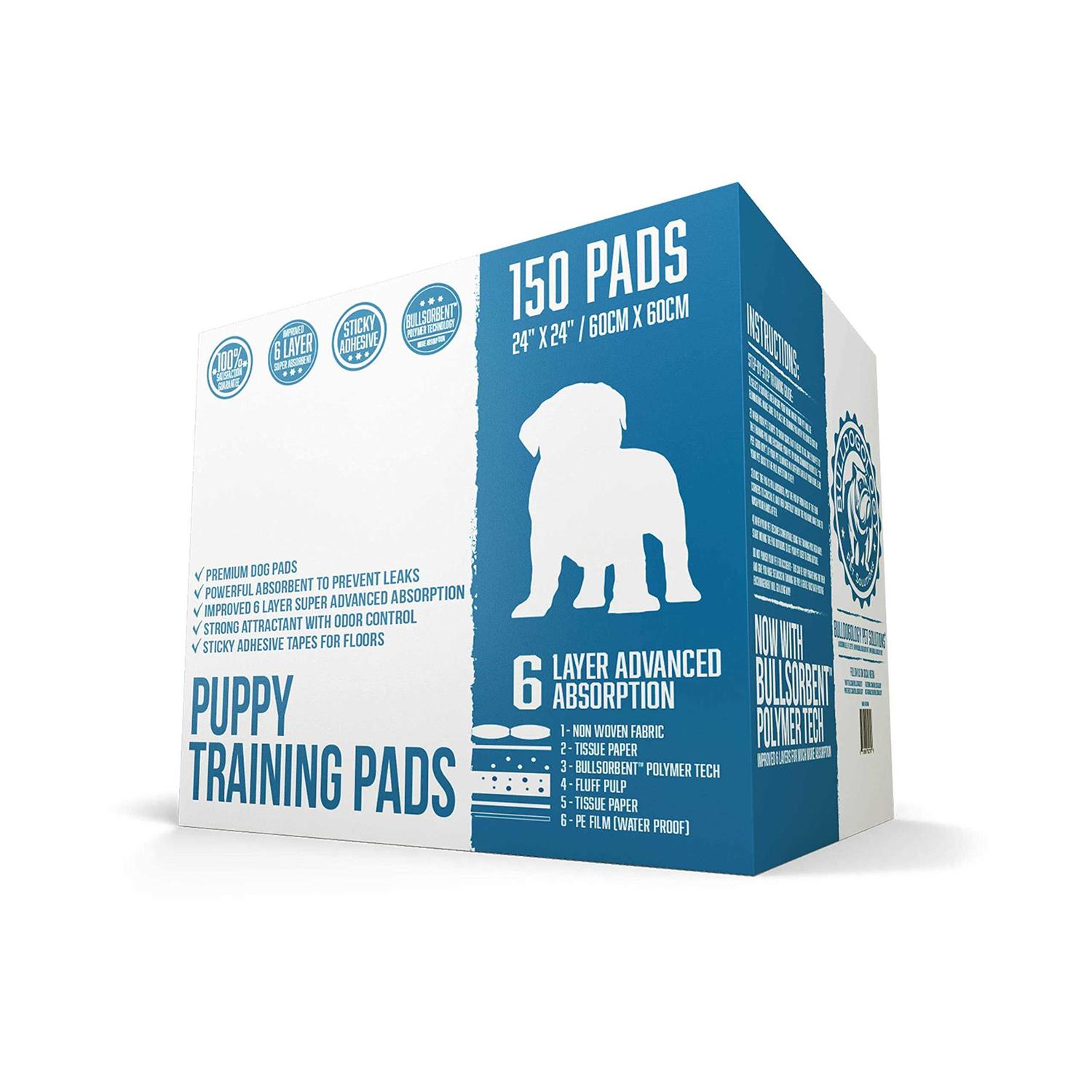 Bulldogology Puppy Pee Pads with Adhesive Sticky Tape Large Dog Pads - Healthber