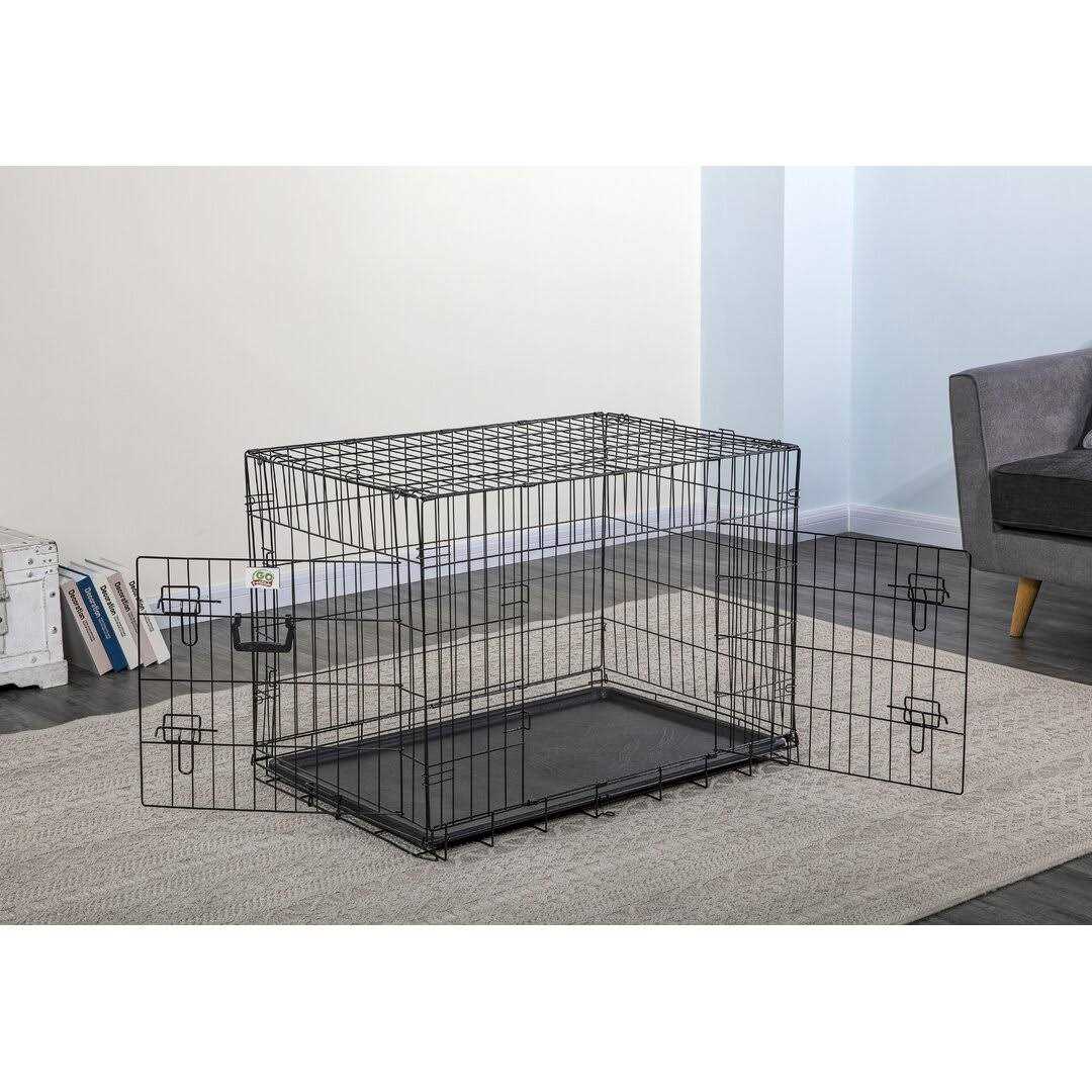 Go Pet Club 2-Door Metal Dog Crate with Divider - Healthber