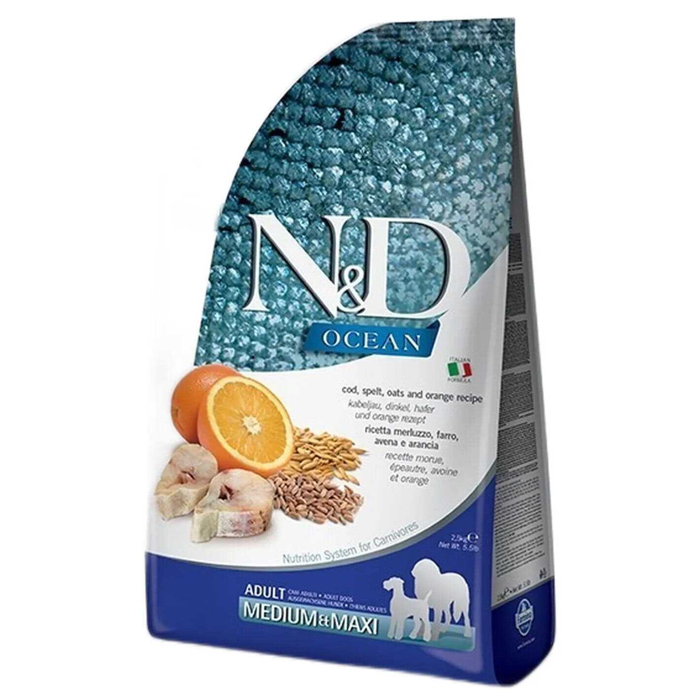 Farmina N&D Ancestral Grain Ocean Cod & Orange Adult Medium & Maxi Dry Dog Food - Healthber