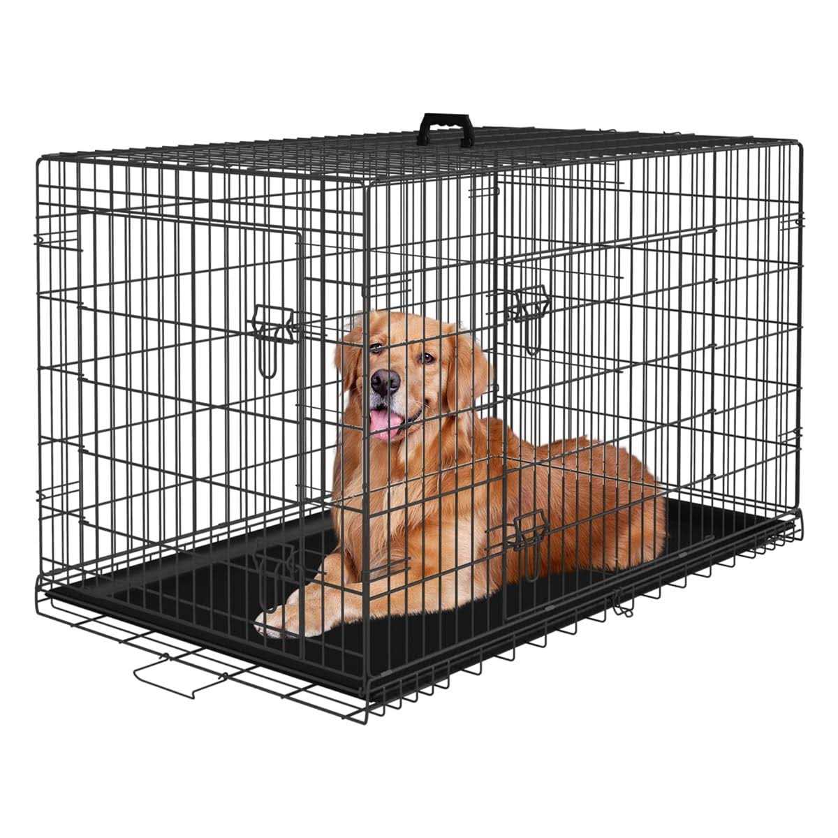 PayLessHere Large Dog Crate Kennel for Medium Large Dogs Metal Dog Cage Double-Door Folding Travel Indoor Outdoor Puppy Playpen with Divider and - Healthber