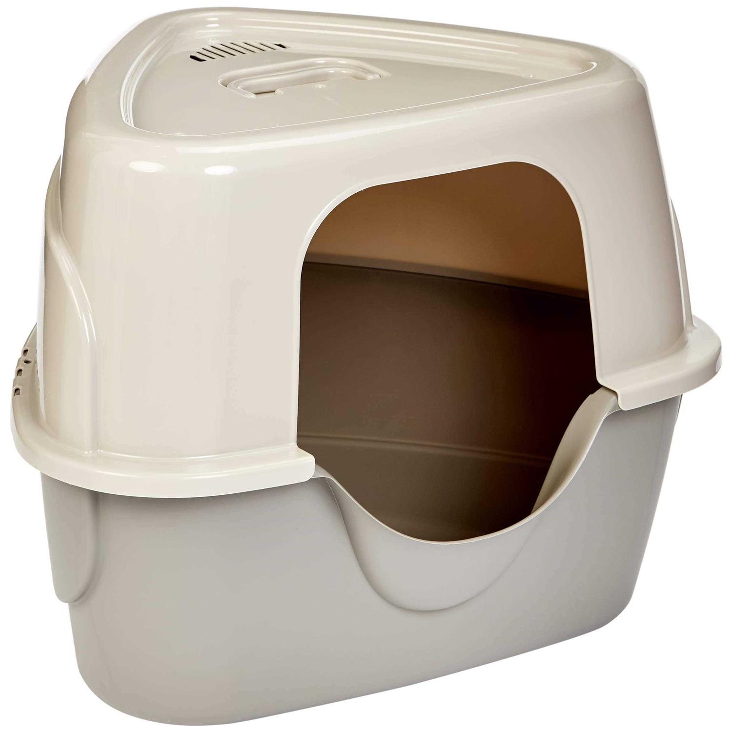 petpetssmart Basics No-Mess Hooded Corner Cat Litter Box - Healthber