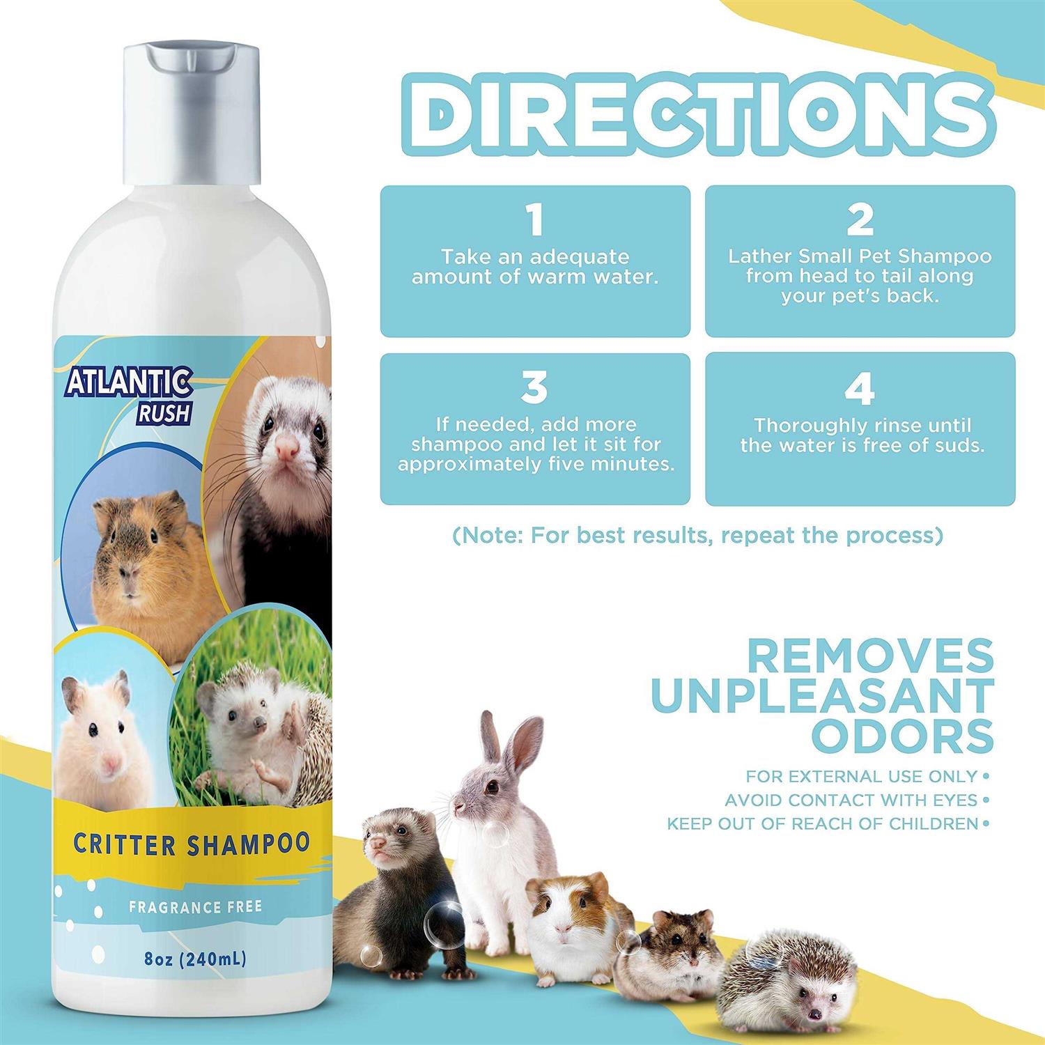 Critter Shampoo for Small Pets 8oz Small Animal Fragrance Free Shampoo - Healthber