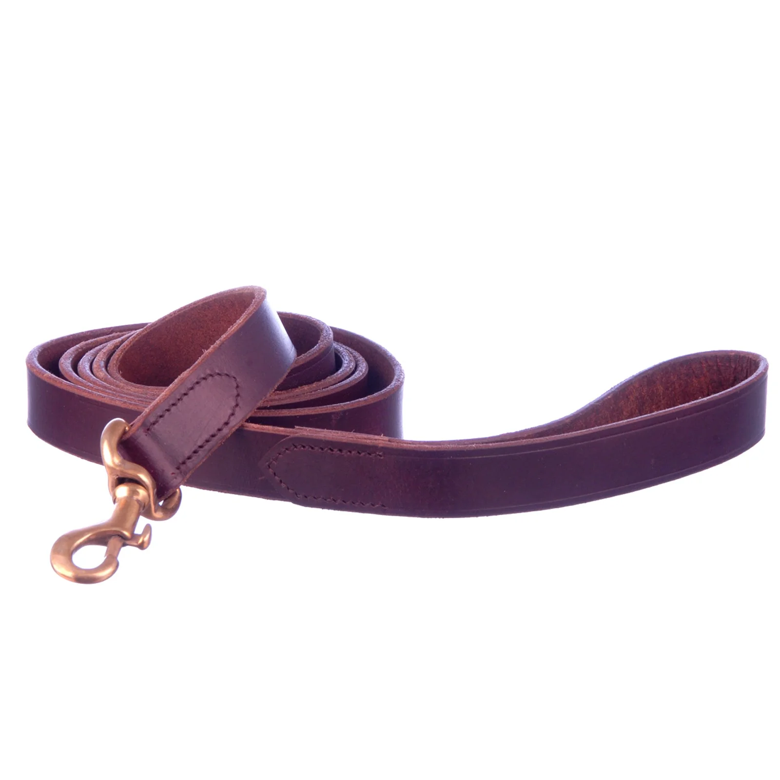 Flat Leather Dog Leash with Hand Strap Handle, 6'L - Healthber