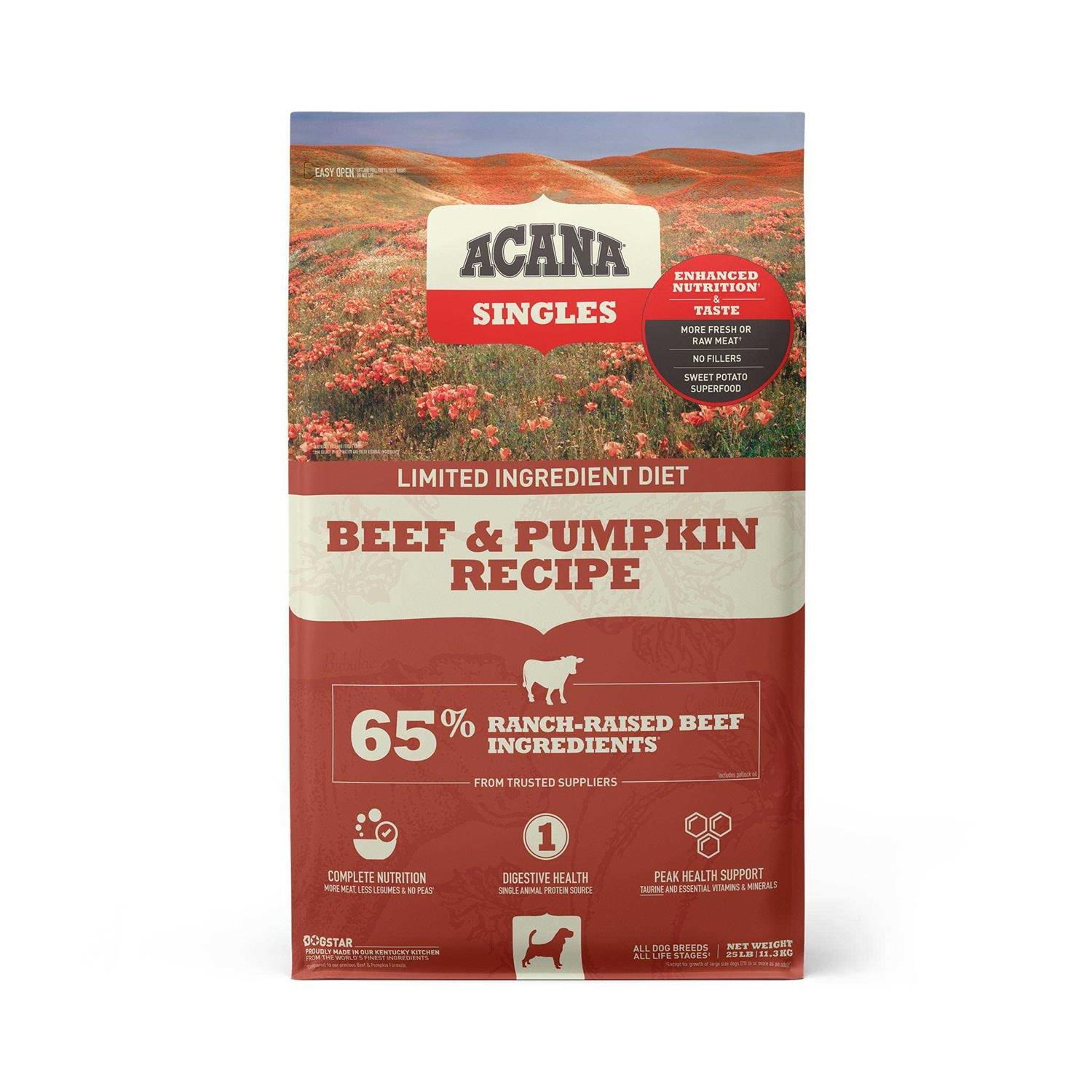 Acana Singles Beef & Pumpkin Dry Dog Food - Healthber