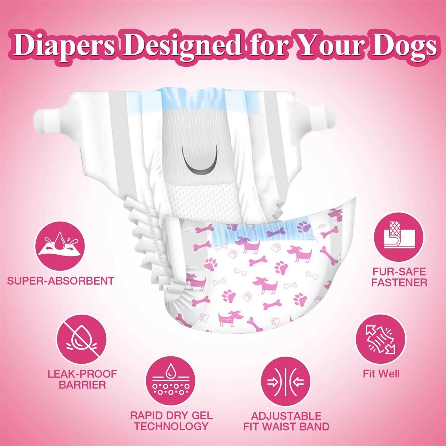 Dono Disposable Dog Diapers Female Super Absorbent Doggie Diaper Rapid-Dry Gel Technology Puppy Diapers - Healthber