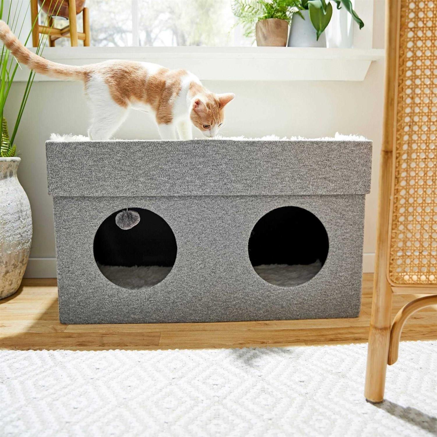 Frisco Double Cube Stackable and Collapsible Cat Condo - Healthber