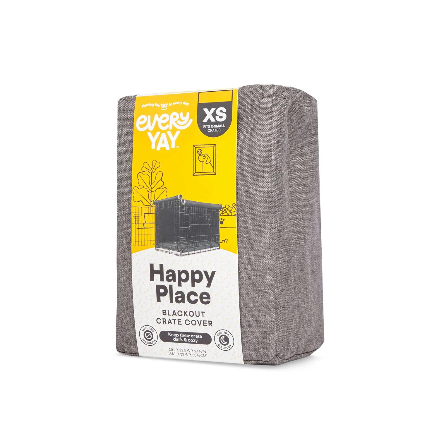 EveryYay Happy Place Blackout Grey Dog Crate Cover - Healthber