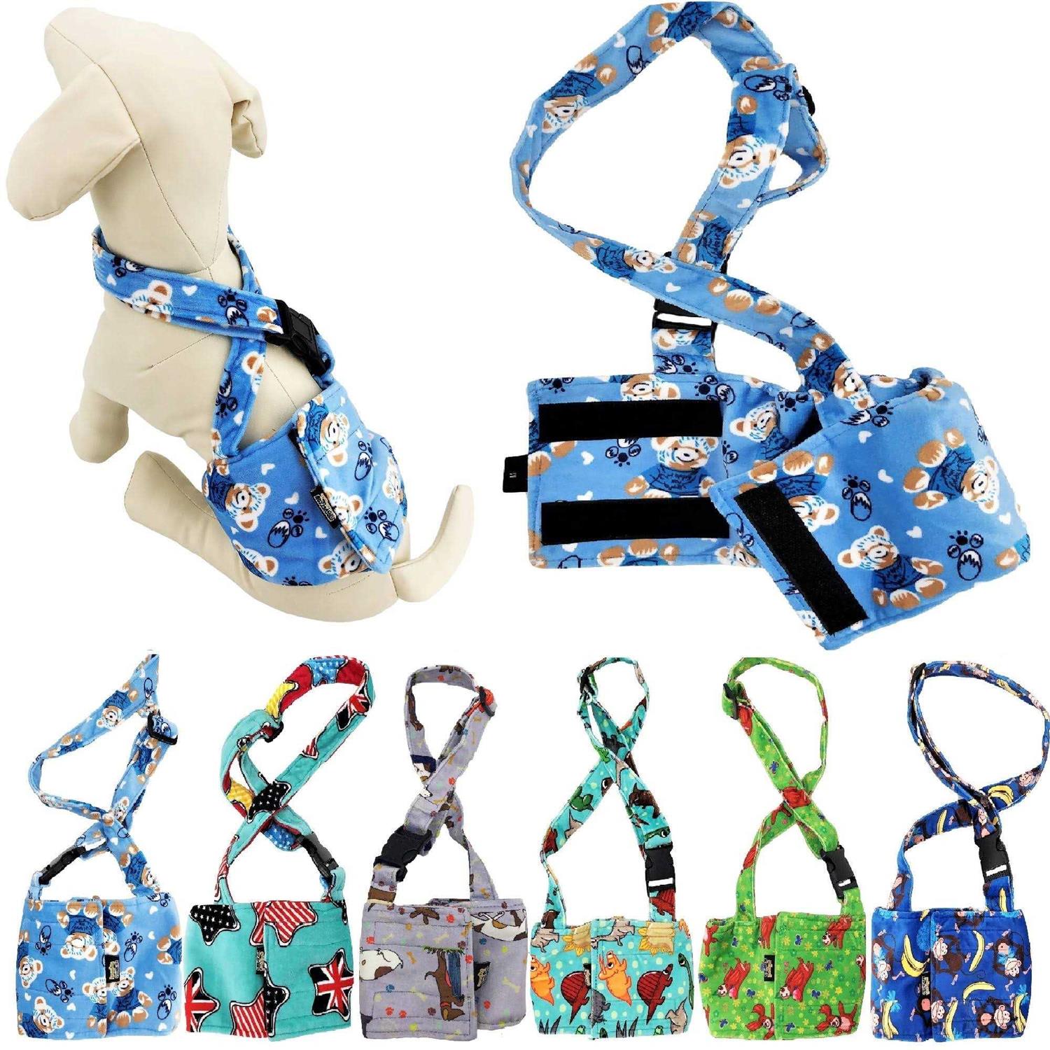 Washable Dog Diaper for Male Boy Fleece Belly Band Reusable with Suspender size - Healthber